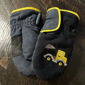 Kids Construction Mittens - Navy and Yellow